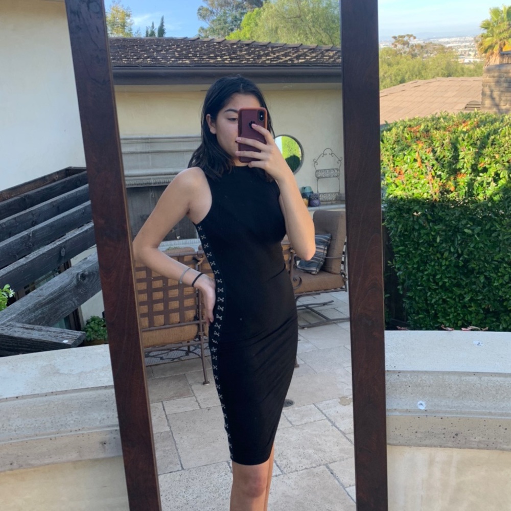 Black Mock-Neck Bodycon Dress
